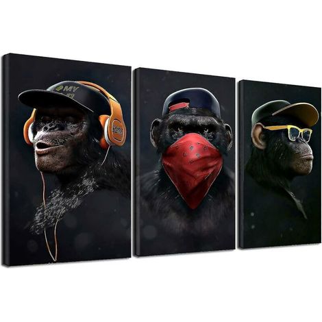 Wise Monkey Canvas Print – Canvas Art for Living Room – Modern Home Decor – 30 x 50 cm – 3 Pieces (1/5)