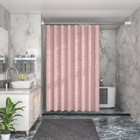 120 x 180 cm großer, waschbarer Duschvorhang aus rosa Leinen, wasserdicht und schimmelresistent (1/4)
