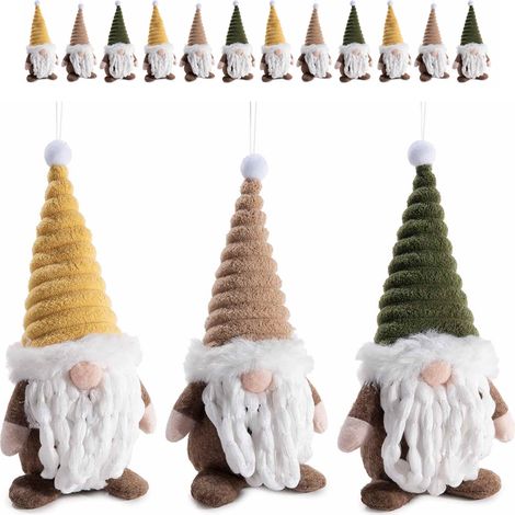 Set 15 Babbo Natale in panno con cappello da appendere o appoggiare - Addobbi per l'albero e la casa (1/3)