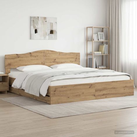 Bed Frame with Storage and Headboard Artisan Oak 180 x 200 cm vidaXL (1/5)