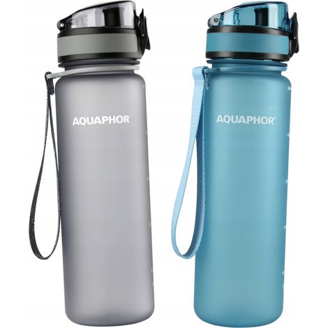 2x Aquaphor City 0,5L Filterflasche, Grau und Blau (1/5)