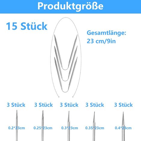 15 PiècesAiguille a Tricoter Circulaire, Aiguille Circulaire Tricot, Aiguilles à Tricoter Circulaires en Acier Inoxydable pour Chaussettes Gants Chapeaux(2mm, 2,5mm, 3mm, 3,5mm, 4mm) (23 cm long)