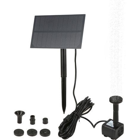Fontaine de bain d'oiseaux solaire avec panneau, pompe à eau submersible pour bain d'oiseaux, pompe murale enfichable pour aquarium, jardin, piscine, aquarium (1/5)