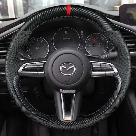 (7-)Housse de volant sur mesure, parfaitement adaptée aux Mazda 3 Axela 2019-2021, CX-30 et MX-30 2020-2021. Accessoires intérieurs auto. (1/5)
