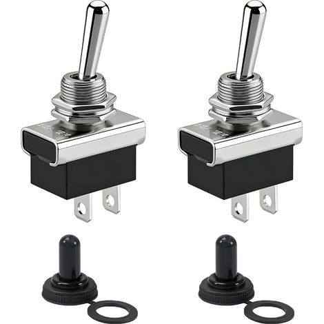 2 Pièces Interrupteur à Bascule 12V 24V avec Capuchon Étanche, Bouton ON OFF Métal Robuste pour Auto Voiture Camion Bateau Marine, Interrupteur Levier Electrique Universel, Installation Simple Rapide (1/5)