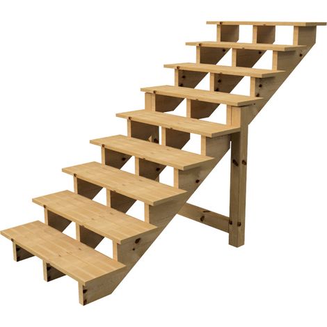 Holztreppe Höhe 156cm 9 Stufen, Breite 100cm, OHNE Setzstufen