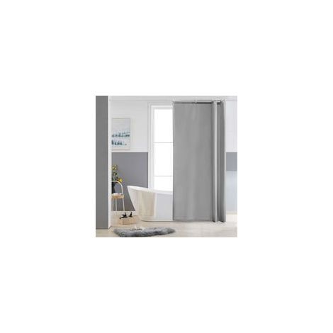 Cortina de ducha, antimoho, gris, pequeña, de poliéster, impermeable, lavable a máquina. Cortina para bañera, 80 x 180 cm, 8 ganchos.