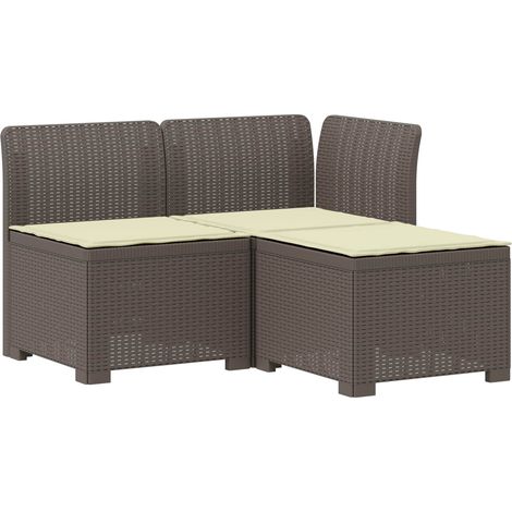 Maison Exclusive - 3-Sitzer Garten Sofa mit Kissen Rattan-Look PP (1/5)