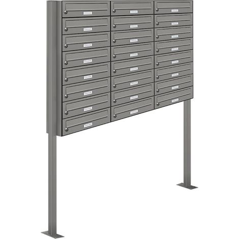 24er Premium Standbriefkasten RAL 9007 freistehend Postkasten Ständer 3x8 (1/5)