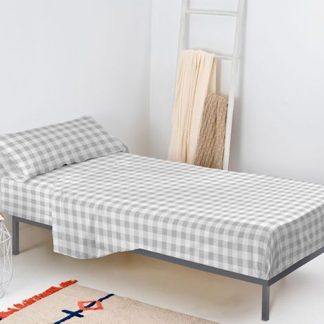 Vichy Juego de sábanas 2 piezas 160x270 cm (Cama 80/90) Gris (1/5)