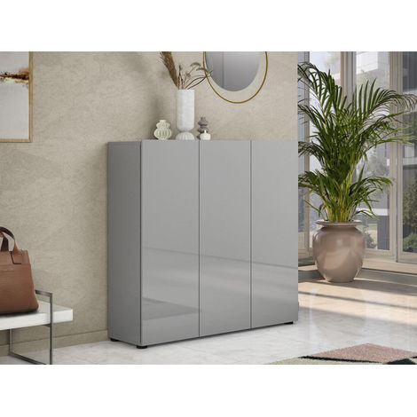 Zapatero Alcazar, Mueble Porta Zapatos 10 Estantes, Hecho en Italia, 34x120x115h cm Gris