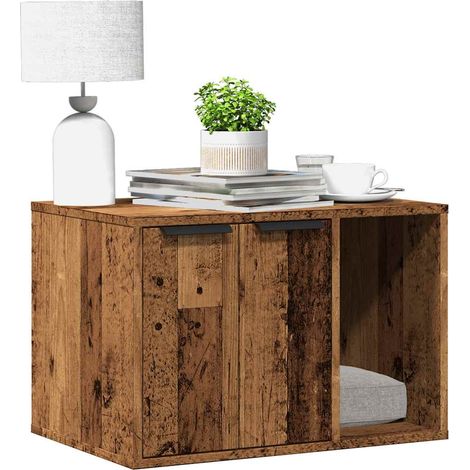 vidaXL Cat Litter Box Enclosure Old Wood 60x40x40 cm Engineered Wood