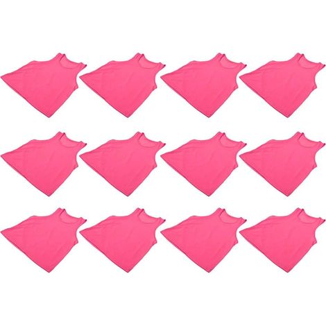 Grand Gilet D'entraînement de Football Respirant, Ensemble de 12 Pièces pour Activités Sportives pour Enfants, Matériau à Séchage Rapide Rose Rouge