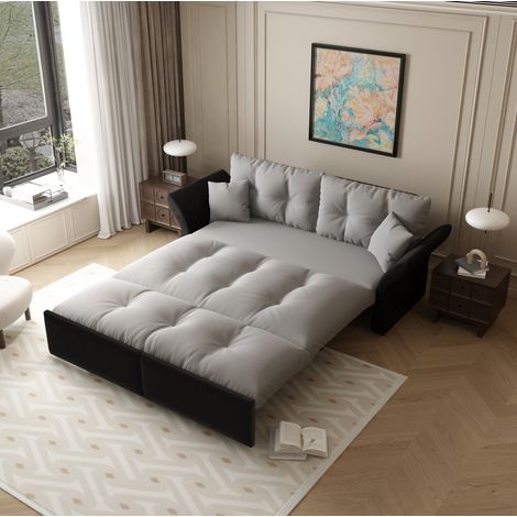 canapé fauteuil convertible 3 en 1 velours gris OKMYHOME (1/5)