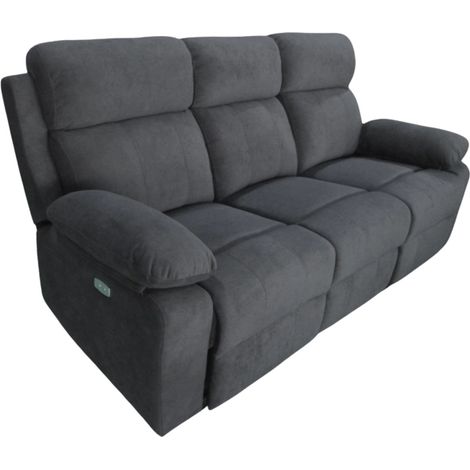 divano 3 posti bellahome "annika" con 2 recliner grigio canna di fucile 198x93x101 cm (1/3)