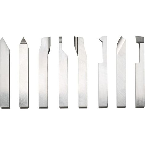 Mw Tools – Jeu de 8 outils de tour HSS 8 x 8 mm – Acier rapide monobloc pour tournage général – Compatible tours carrés – DBS0808