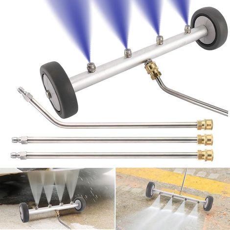 Balai à eau pour nettoyeur haute pression, nettoyeur de châssis à double fonction, 40,6 cm, 4 buses avec 3 rallonges, 4000 PSI (argent) (1/5)