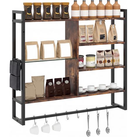 COSTWAY 107 CM Industrial Floating Shelves 6-Tier Wall Mounted Shelf
