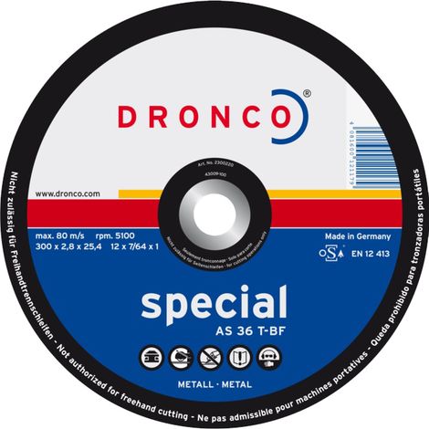Disque à tronçonner DRONCO AS 36 T-BF 300 x 2,8 mm pour machines stationnaires 2,4 kW