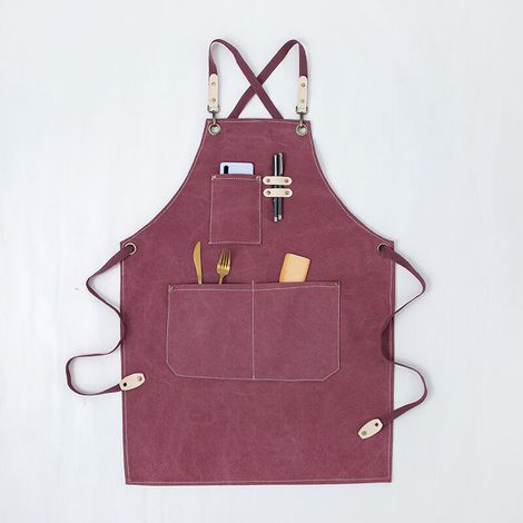 Canvas work aprons, heavy duty tool apron to provide protection (purple) (1/3)