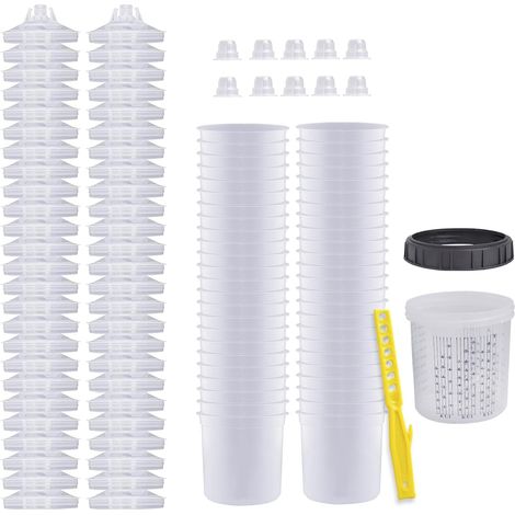 Kit de gobelets jetables pour pistolet à peinture HVLP – 30 gobelets et couvercles – Gobelet durable avec bague de retenue – 20 oz (1/5)
