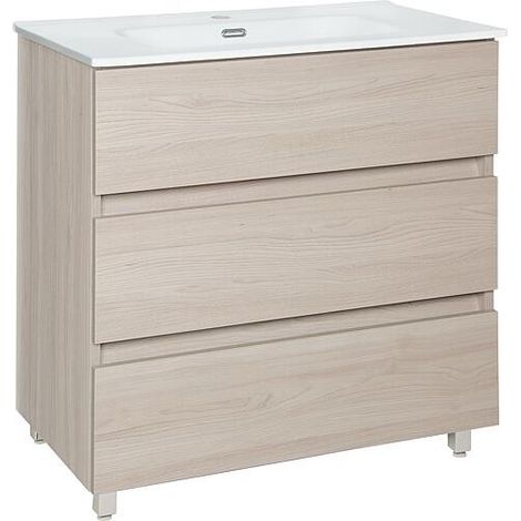 Meuble sous-vasque KORA XL, Ulme Rousseau, 3 tiroirs, 805 x 845 x 470 mm