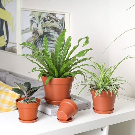 Pot De Fleurs - Plastique - Drainage Integré - Pour Balcon Jardin Interieur Extérieur - 12,5 X 12,5 X 10 Cm - Lot De 6 (1/5)