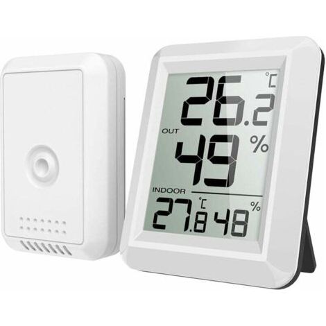 BUNTHAUS Thermomètre Intérieur et Extérieur, Thermomètre Connecté avec Capteur Extérieure sans Fil, Thermomètre Hygrometre Numérique avec Grand Ecran LCD, Commutateur ℃/℉, pour Bureau, Maison, Chambre (1/5)