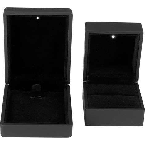 Présentoir à bijoux LED, boîte cadeau pour pendentifs et colliers, étui à bagues, accessoires de fiançailles et de mariage, noir (1/5)