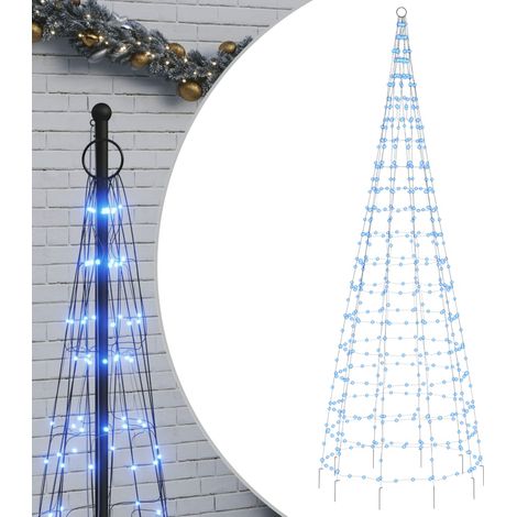Árbol de Navidad en asta de bandera 550 LED azul 300 cm vidaXL (1/5)