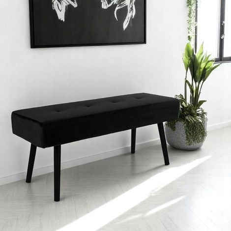 Banc d'entrée en velours noir BRUGES (1/5)