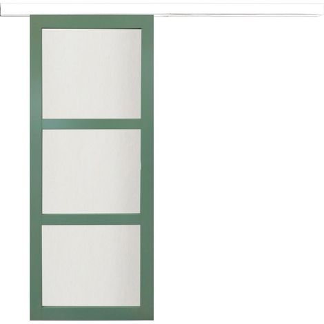 Porta Scorrevole in Vetro Verde H204 x L73 + listello bianco