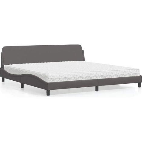 vidaXL Lit avec matelas Dover gris 200x200 cm similicuir (1/5)