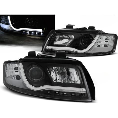 Paire de feux phares Audi A4 B6 de 2000 a 2004 Tube Light led LTI noir-27361026