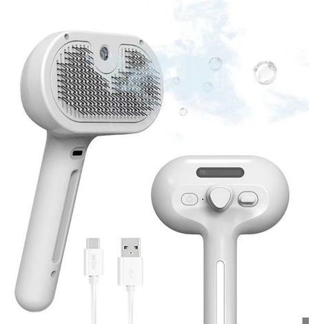 Brosse vapeur pour chiens et chats, brosse vapeur 3 en 1 pour chats, brosse de toilettage multifonctionnelle