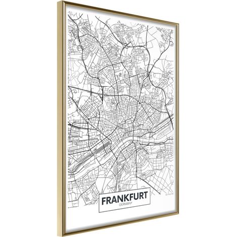 Affiche Murale Encadrée "City map Frankfurt" 40 x 60 cm Or (1/2)