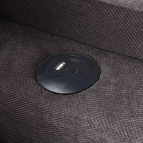 Lit/Canapé-lit rembourré : Canapé convertible multifonction 3-en-1 — Tissu en lin, dossier réglable accoudoirs équipés de bandes LED intégrées et de ports USB/Type-C — Design style méridienne, idéal (1/3)