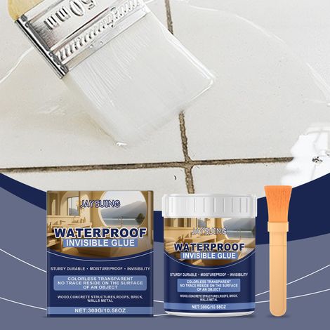 Colle transparente imperméable, à séchage rapide, résistante aux hautes et basses températures, idéale pour le collage de carrelage, murs et toitures – 300 g + pinceau 1 (1/5)