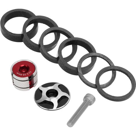 Kit d'entretoises de jeu de direction CANSUCC pour vélo, avec capuchon de potence et embout d'expansion, pour potence de fourche avant de 28,6 mm de diamètre (noir). (1/5)