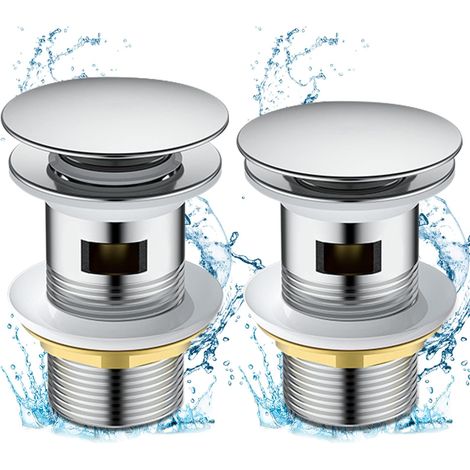 Bonde de Lavabo Pop-up 2 pièces,Bonde Salle de Bain Chromé avec Trop-plein,Vidage Lavabo pour Vasque avec Trou 1/4",Argent (1/5)