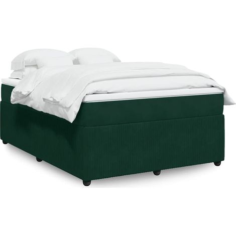 Boxspringbett mit Matratze Dunkelgrün 140x190 cm Samt