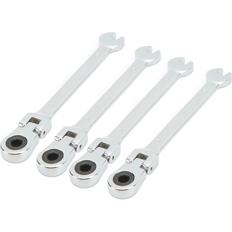 Jeu de 4 clés à rochet orientables doubles, embout métrique 6mm, flexible, économie d'effort, outil à engrenage cannelé (1/5)