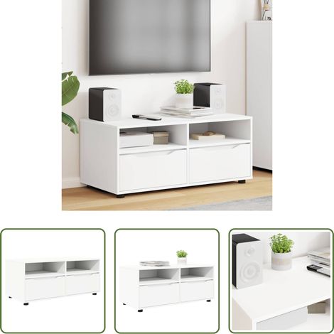 TV-Schrank Weiß -  TV-Schränk mit Schubladen Weiß 100 x 48 x 43 cm Holzwerkstoff (1/5)