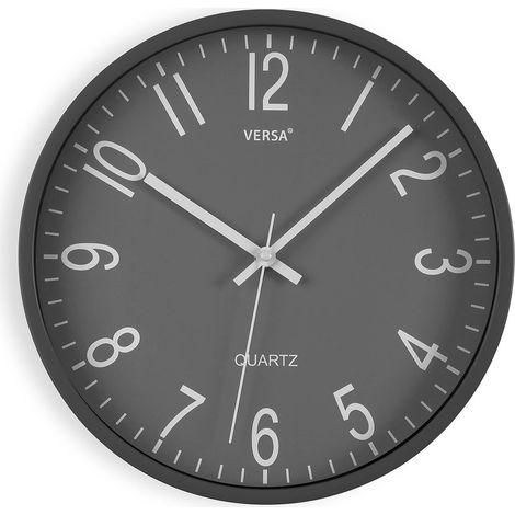 Horloge Murale silencieuse et décorative, pour Cuisine, Salon ou Salle à Manger – Facile à Lire, Dimensions (H x L x L) 30 x 4,3 x 30 cm, polypropylène, Gris (1/5)