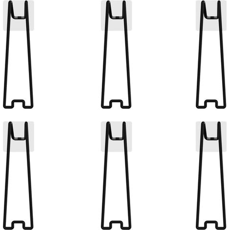 6 Pièces - Support Cadre Photo - Chevalet Auto-adhésif - Acier Inoxydable Antirouille pour Table et Mur - Noir - 13x23cm (1/5)