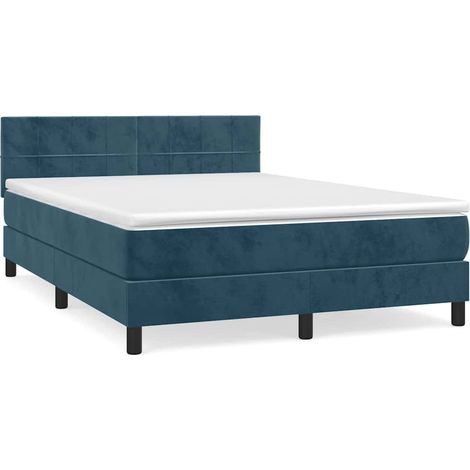 Maison Exclusive - Sommier à lattes de lit et matelas Bleu foncé 140x190cm Velours (1/5)