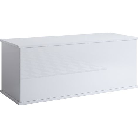 Aufbewahrungstruhe  Spielzeugstruhe  Sitztruhe  Kiste  Aufbewahrungsbox  Lagerkiste  Auflagenbox  100x40x40cm  Modell Ariel  Weiss Glanz (1/4)