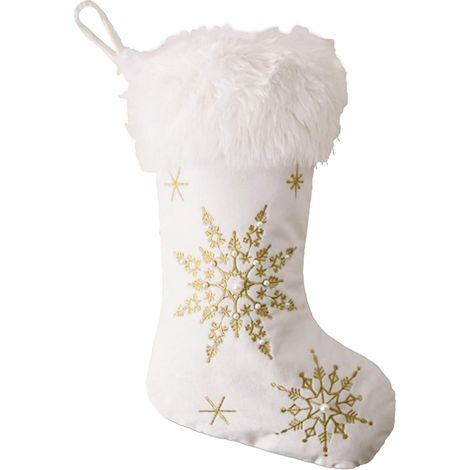 Calcetín Navidad Estampa Copo Nieve Perlas Imitación - Decoración Árbol Navidad Hogar - 2 Unidades (1/5)