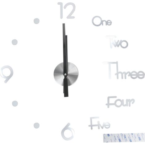 SJLERST Horloge murale adhésive sans cadre, autocollant de Surface de miroir à faire soi-même, pour la décoration de la maison, du bureau et de la salle, taille moyenne, argent