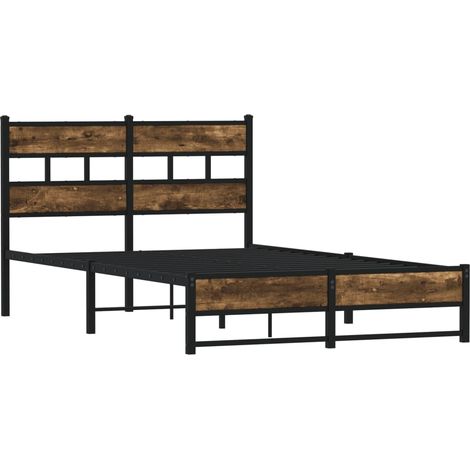 Estructura de cama sin colchón metal roble ahumado 120x190 cm vidaXL